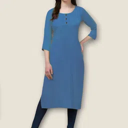Coft Pack Of 2 Round Neck Regular Sleeves Straight Kurtas image 4