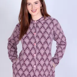 The Roadster Lifestyle Co. Women Geometric Self-Design Round Neck Button Cardigan-image-84