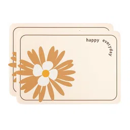 YELONA 2Pcs White & Brown Patterned Waterproof Heat-Resistant Anti-Slip Table Placemats-picture-15