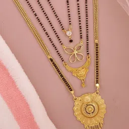 Bhanu diam Gold-Plated Brass Mangalsutra-picture-26