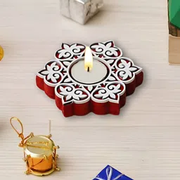 eCraftIndia Red & White Set of 4 Candle Holder image 3