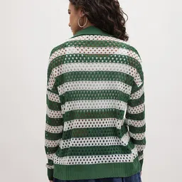 The Roadster Life Co. Open Knit Striped Pullover image 2