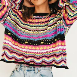 HERE&NOW Women Striped Crop Pullover image 4