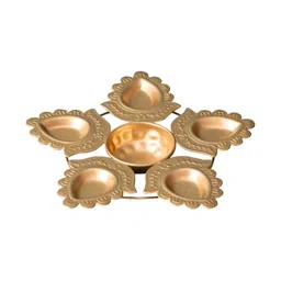 nestroots Gold Toned Textured Urli 5 Diyas image 5
