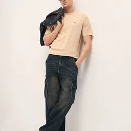 THE BEAR HOUSE Men Solid Round Neck Cotton T-shirt image 2