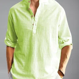 Navkanj Band Collar Roll-Up Sleeves Straight Short Kurta-picture-16