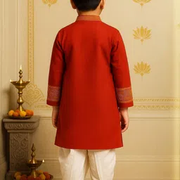 HUMAN CHOICE Boys Ethnic Motifs Printed Regular Pure Cotton Kurta With Dhoti Pants image 5