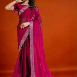 MEAVEN FEB Woven Graceful Shimmer Saree with Embellished Edgings Silk Blend Saree-image-27
