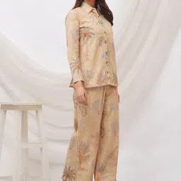 JALTHER Printed Pure Cotton Shirt Collar Shirt & Palazzos Co-Ords image 4