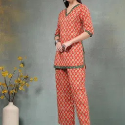 Anouk Rustic Women Ethnic Motifs Printed Regular Pure Cotton Kurti with Trousers image 2