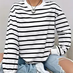 Outzidr Women Striped Regular Pullover Sweatshirt-picture-15