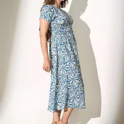 DressBerry Women Printed Round Neck Fit & Flare Midi Dress image 2