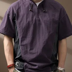 StyleCast x Revolte Colourblocked High Neck Relaxed Fit T-shirt-picture-37