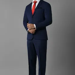 louis philippe Men Men Navy Slim Fit Solid Formal Two Piece Suit Solid Suit image 4