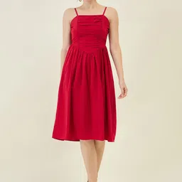 aayu Women Shoulder Straps Fit & Flare Dress-image-32