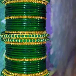 SAND Green Glass Artificial Stones & Beads Bangle image 2