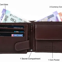 urban forest Men Casual Brown Genuine Leather RFID Wallet image 3
