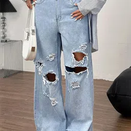 LULU & SKY Women Mid-Rise Highly Distressed Light Fade Jeans image 2