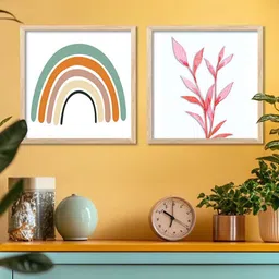 Kotart Brown & White 2 Pieces Floral & Boho Printed Wooden Wall Arts image 4