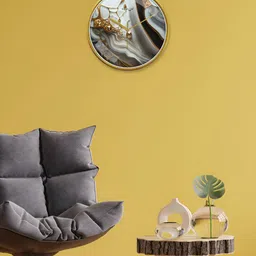 RANDOM Gold Toned & Grey Printed Contemporary Analogue Round Wall Clock image 2