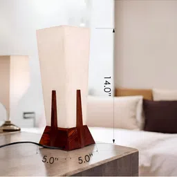Creation India Craft Brown Wooden Square Table Lamp image 2