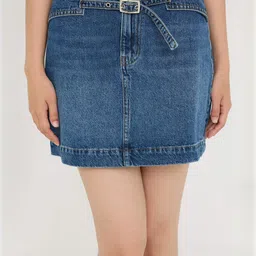 Trendyol Women Pure Cotton Straight Mini Skirt-image-97