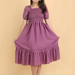 Pinly Girls Solid Crepe Fit & Flare Midi Dress image 4