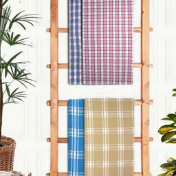 Aura Blue & Pink 4 Pieces Printed Cotton 210 GSM Bath Towel-picture-16