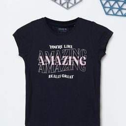 max Girls Typographic Printed Cotton T-shirt-image-105
