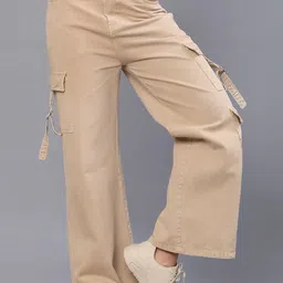 V-Mart Women Mid-Rise Regular Fit Cargos Trousers-image-40