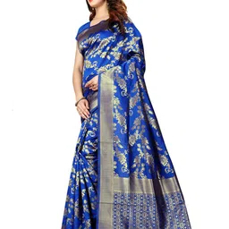 KALINI Woven Design Zari Silk Blend Kanjeevaram Saree image 5