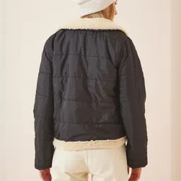 Happiness istanbul Lapel Collar Long Sleeves Puffer Jacket image 4