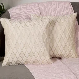 tanlooms Set of 2 Piece Cream Color Premium Velvet Cushion Covers-picture-15