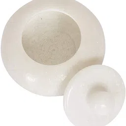 prime homes Marble Sindoor Box Sindoor Dabbi, Kumkum Bharni Kumkum Box (Pack of 1) Decorative Showpiece - 6 cm image 2