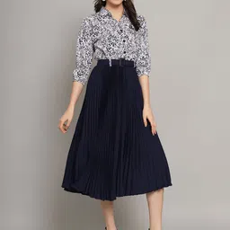 ZWERLON Striped A-Line Midi Dress image 4