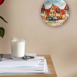 THE QUIRKY HOME Blue & Brown Printed Ceramic Wall Plates-image-93