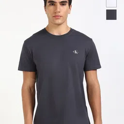 Calvin Klein Jeans Pack Of 2 Men Solid Round Neck Cotton T-shirts-picture-54