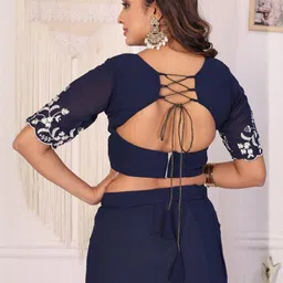 PATLANI STYLE Georgette Ready to Wear Saree With Unstitched Embroidered Blouse image 3