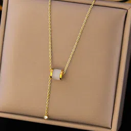 GOLDIWALA Gold-Plated Cubic Zirconia Studded Stainless Steel Chain Necklace-image-25
