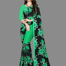 Moda Rapido Floral Poly Georgette Saree image 1