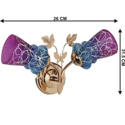 1ST TIME Pink & Blue Printed Metal Traditional Rectangle Shaped Wall Lamp image 4