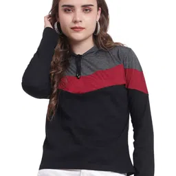 DEEPMAYRA COLLECTION Women Colourblocked Hood Cotton T-shirt-picture-29