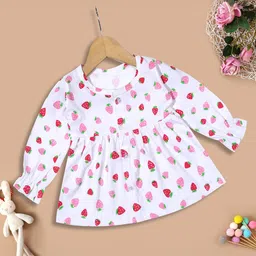 KIDEEZGUILD Girls Pack of 4 Conversational Printed Round Neck Fit & Flare Dress image 2