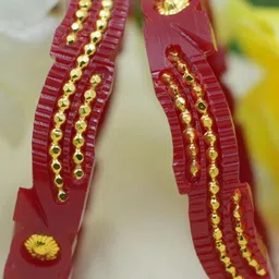 SATTIK Women Plastic Gold-plated Shakha Pola Bangles (Pack of 2) image 1