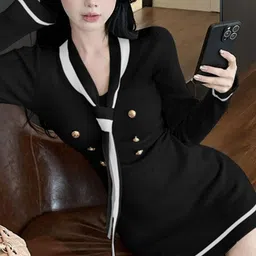 StyleCast x Revolte V-Neck Bodycon Mini Dress image 3