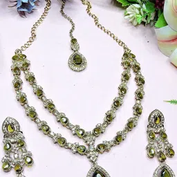 VATSALYA creation Alloy Gold- plated Green Jewellery Set-picture-22