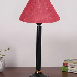 Devansh Pink & Black Wooden Contemporary Frustum Shaped Table Lamp image 5