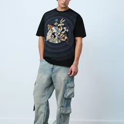 The Souled Store Men Graphic Printed Round Neck Cotton Oversized T-shirt image 5