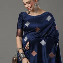 CANIZZARO Woven Design Banarasi Saree With Unstitched Blouse Piece image 4