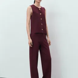 MANGO Round Neck Textured Waistcoat image 5